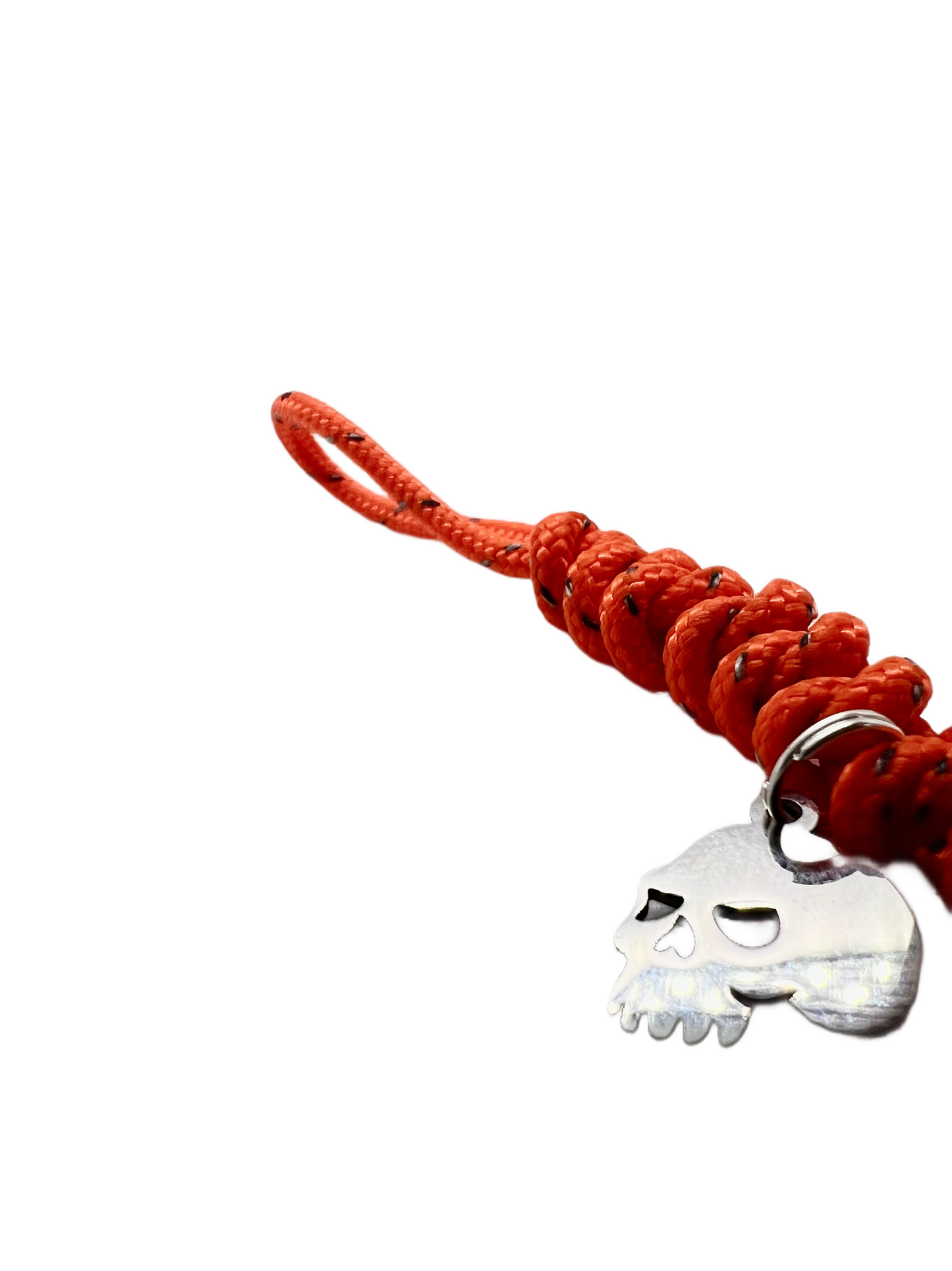 Breloc/Lanyard Paracord Talon Micro Pandantiv Craniu #1 Portocaliu Reflectorizant