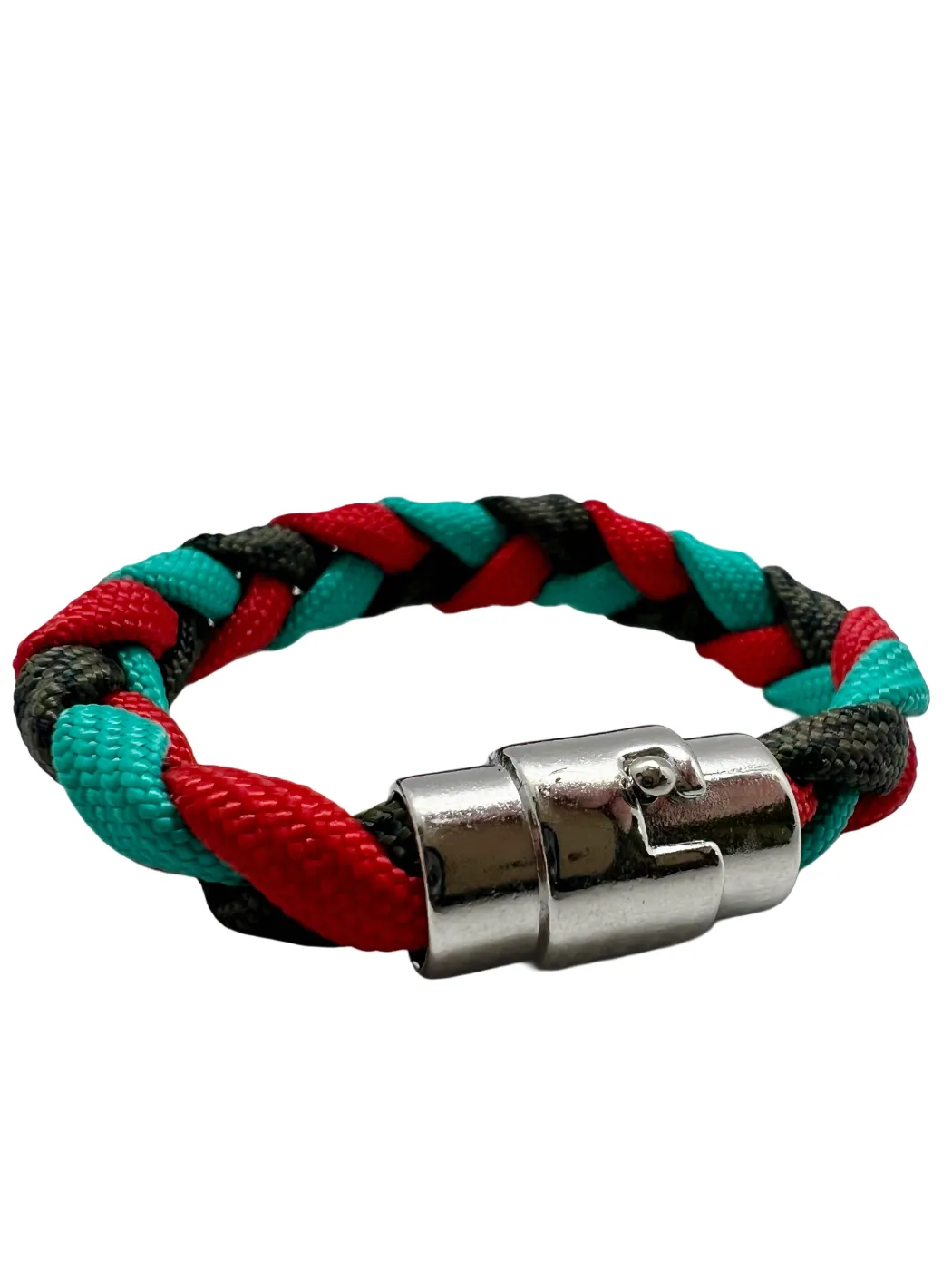 Brățară Paracord Polaris 2.0 Teal-Rosu-Woodland Drop Zone
