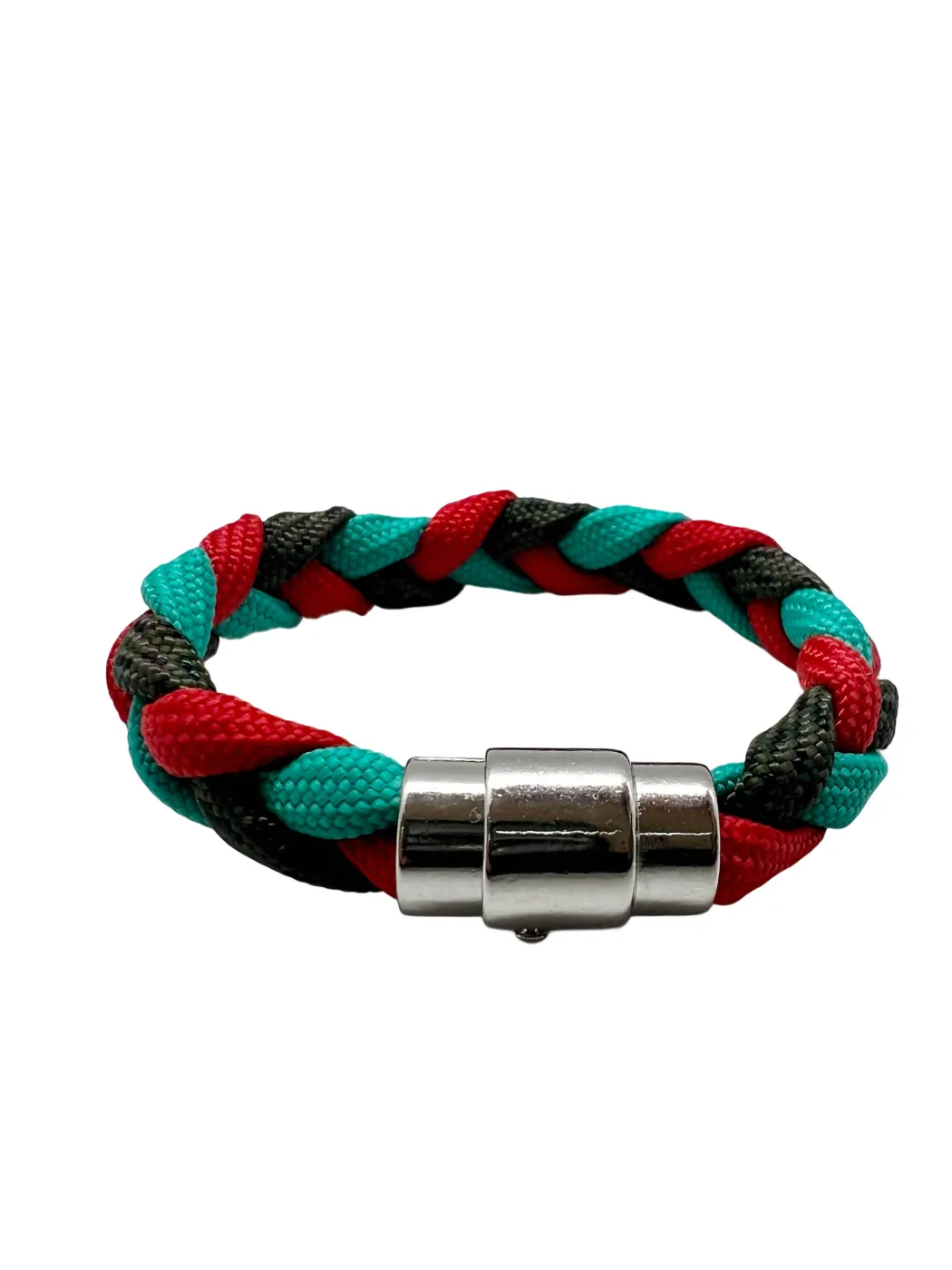 Brățară Paracord Polaris 2.0 Teal-Rosu-Woodland Drop Zone